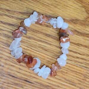 Beautiful Boutique Pink Crystal & REd Agate Stone Chip Handmade Bracelet Small